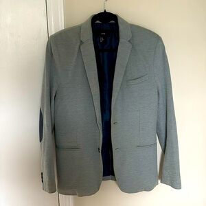 H&M Men’s Light Blue Blazer with elbow patches. Size 36R.